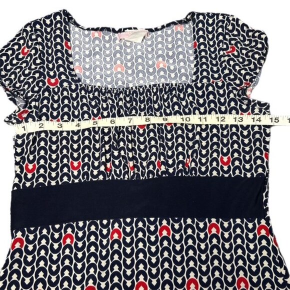 Egen Babydoll Navy, Red and White Patterned Top Size S - Picture 3 of 9